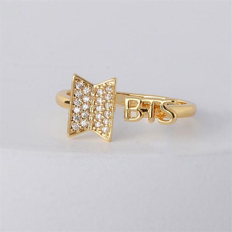 Product Introduction of LL'S|BTS Army Logo Open Ring, Gold Silver, Free gift Box fashionable 16