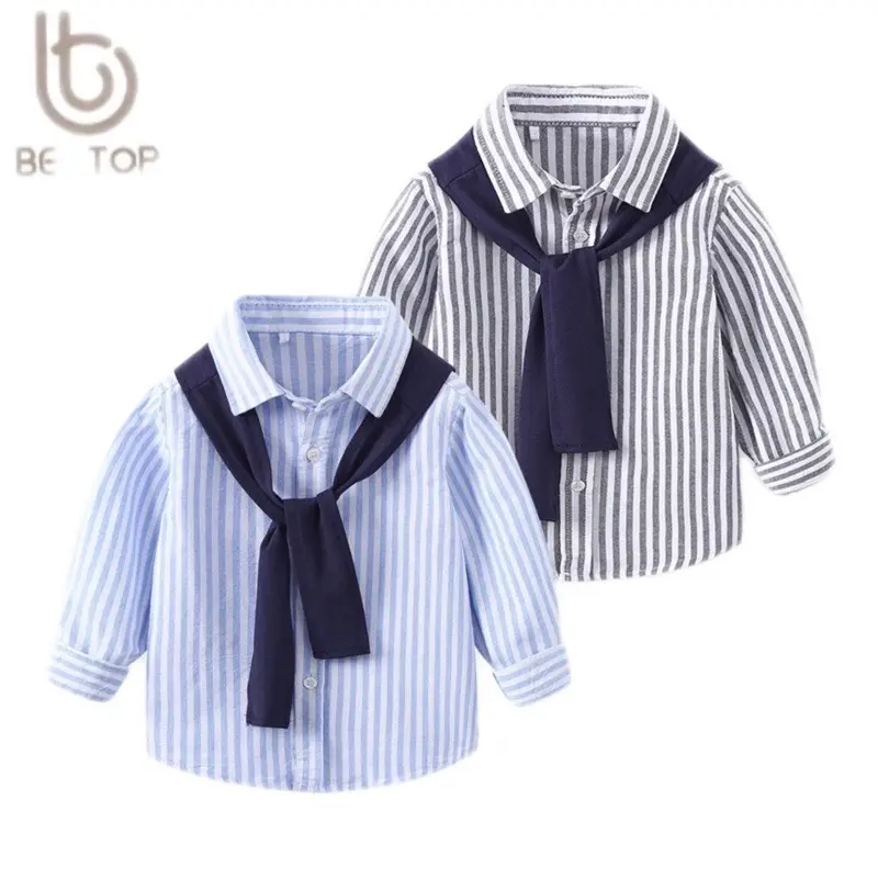 Áo sơmi bé trai Wellkids, áo sơmi kèm khăn choàng vải cotton cho bé từ 10-26kg 0