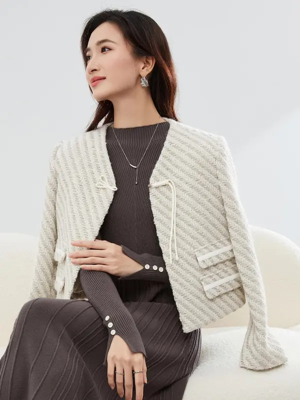 Women's Solid Color Button Front Jacket, Casual Long Sleeve V Neck Outerwear for Fall & Winter, Women's Clothing for Daily Wear 5