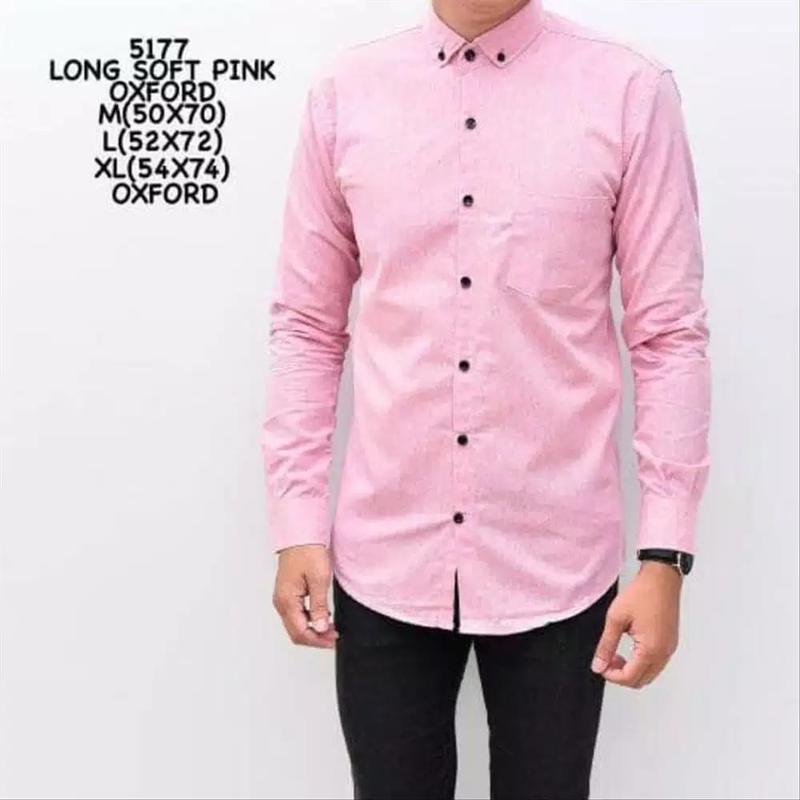 kemeja polos lengan panjang kemeja kantor kemeja kasual Polos Hitam Putih Slim-fitting Crew Neck Santai Katun Formal Kancing Kerah Simple Slimfit 2