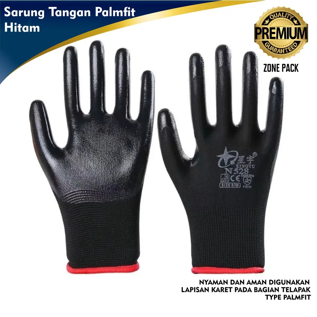 Sarung Tangan Palmfit Proyek Anti Slip Hitam I Sarung Tangan Karet | Sarung tangan Latex