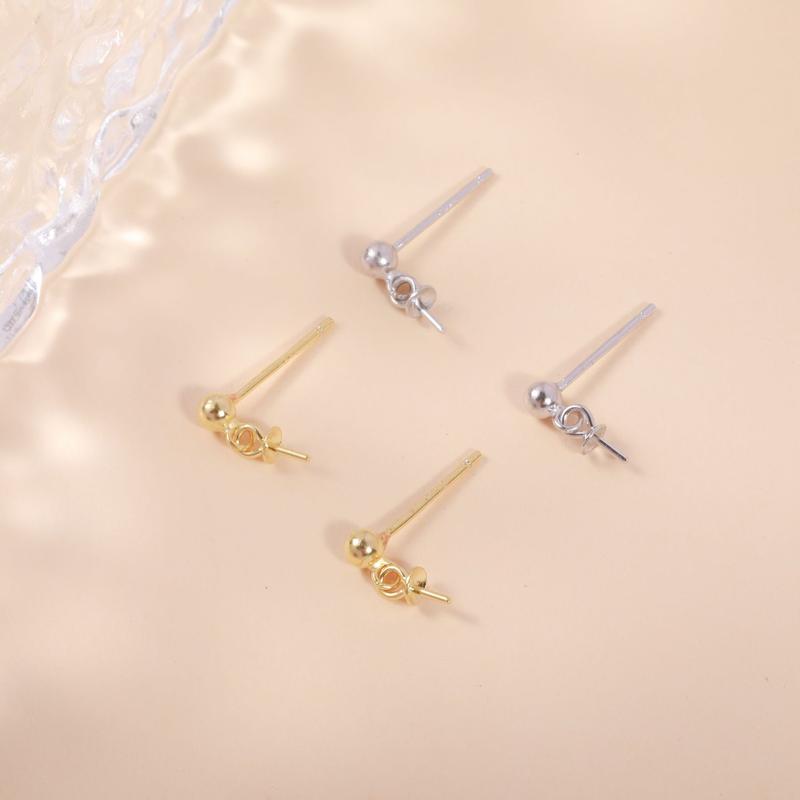 Product Introduction of DIY Accessories S925 Sterling Silver Simple Versatile Pearl Earrings Studs Earring Settings Classic Earrings Silver Settings Semi-Finished Products 5