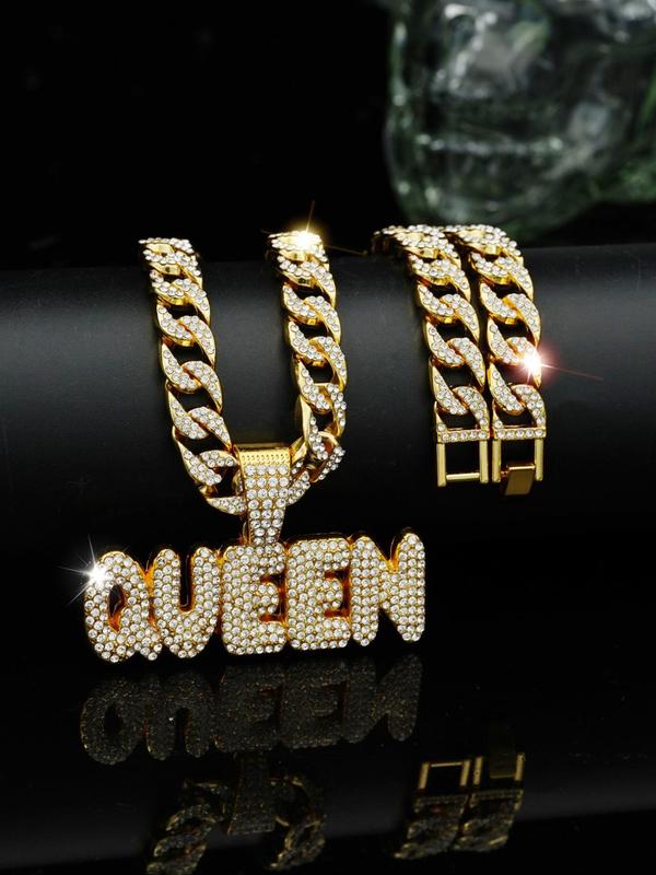Rhinestone Letter Pendant Necklace for Women for Gift, Clavicle Chain Necklace, Statement Necklace 3
