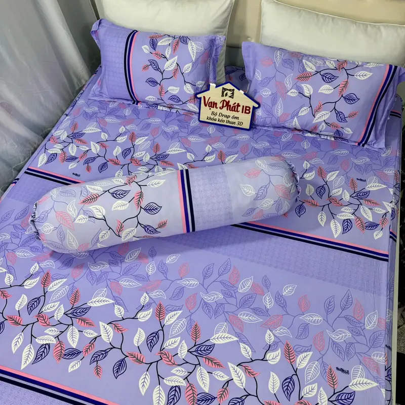 Mẫu dây lá có 3 màu-Bộ ga gối lên vỏ ôm khóa kéo may bít đầu 8