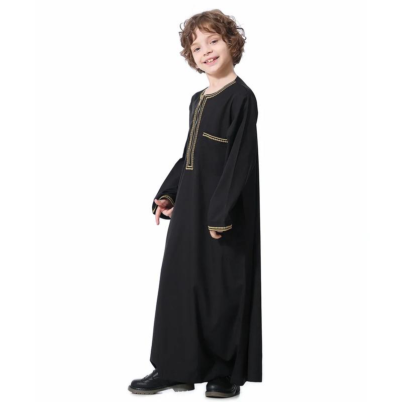 Product Introduction of Dubai Embroidery Patchwork Hijab Abayas Ramadan Muslim Clothing Boys Abaya Jilbab Khimar Turkey Kaftan Moroccan Islam Long Robe 17