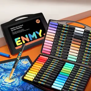 ENMY 48 Warna Marker Akrilik Pen Langsung Cairan Kotak Hitam Kecil Anak-anak Lukisan Mahasiswa Dedicated Waterproof Stackable Warna