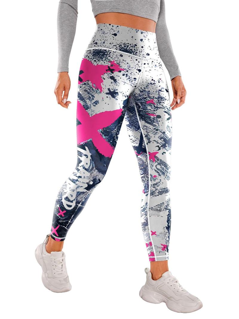 Product Introduction of Women's All Over Print High Waist Leggings, Casual Comfy Breathable Skinny Pants for Yoga Gym Workout Running, Ladies Bottoms for All Seasons, Tight Leggings 1