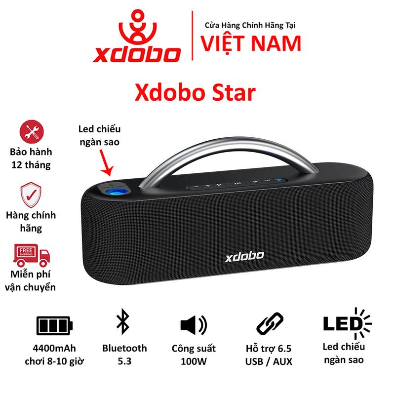 Loa Bluetooth 5.3 Xdobo Star Công Suất 100W, Đèn Led Dải Ngân Hà, Jack 6.5 Hát Karaoke, Hỗ Trợ USB/AUX, 3 Chế Độ Âm Thanh