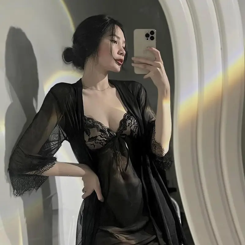 Set choàng váy ngủ lưới 4sp 1