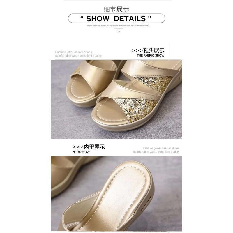 Product Introduction of Dép Slingbacks Thường Ngày Dành Cho Nữ, Bệ Đế Xuồng PU Lấp Lánh, Dép Thoải Mái, Dành Cho Phụ Nữ, Bộ Sưu Tập Mùa Lò Xo 2024, Dép Đế Xuồng Mùa Hè 9
