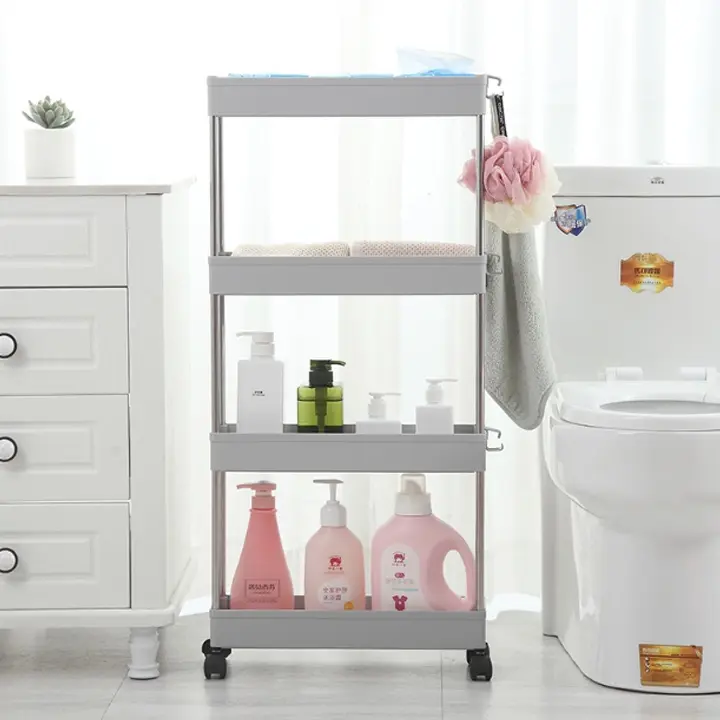 KỆ ĐỰNG ĐỒ 4 TẦNG CÓ BÁNH XE BẰNG NHỰA DỄ DÀNG DI CHUYỂN NHÀ BẾP, NHÀ VỆ SINH TIỆN LỢI Kitchen Inox