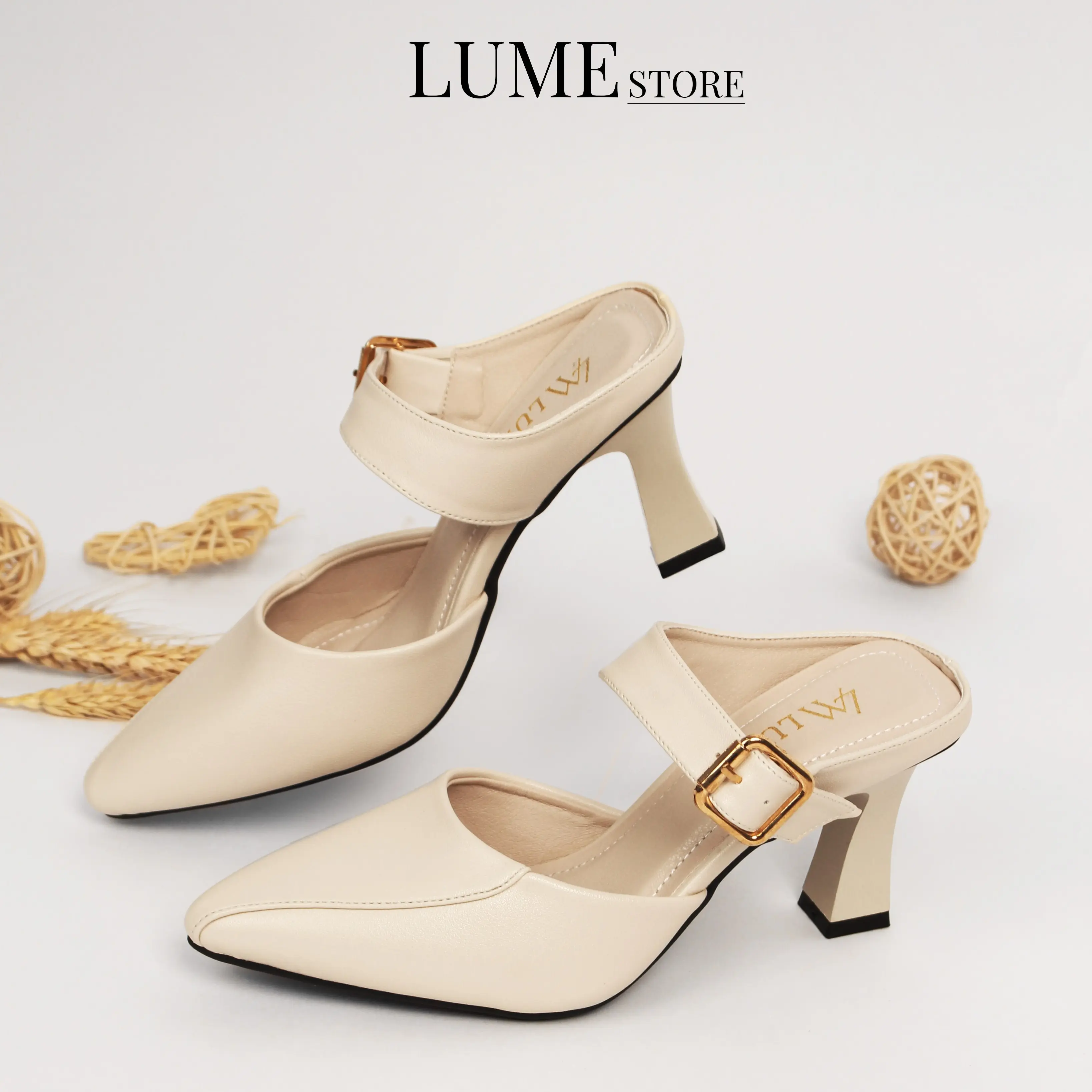 SỤC QUAI NGANG MŨI NHỌN, Da Mờ Cao Cấp, Cao 5cm và 7cm , Shoes GiàY guốc caogót  heels  hởgót   guốcbệt guốc Women DéP giay  7 phan