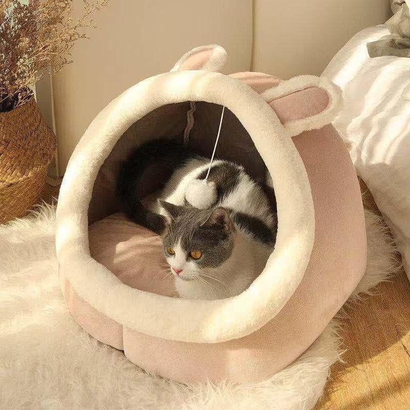 Product Introduction of Cat House Dog Ramp Tajmahaldogcage Door Hanging Cat TreeFour Seasons Universal Semi-Closed Package Cute Cat Nest Internet Celebrity Cathouse Doghouse Winter Warm Kennel Pet Bed Wholesale 5