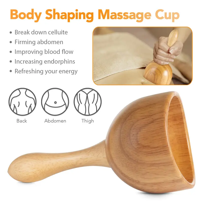 4-in-1 Wooden Massage Tool Set, 4 Counts/set Manual Massage Tool for Muscle, Body Sculpting Tools for Home & Spa 6