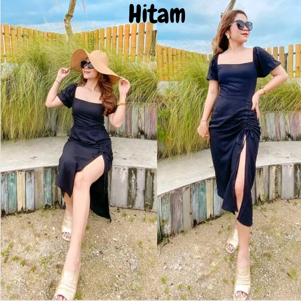 Dress Bodycone Korea Style Kekinian Belah Samping Viral Casual