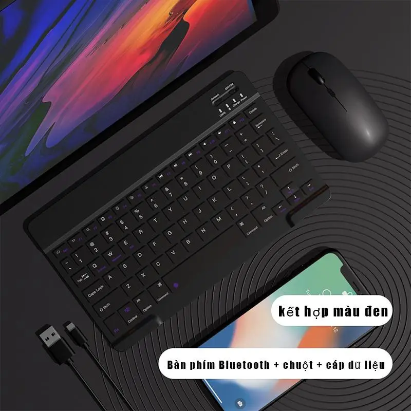 Bàn phím và chuột Bluetooth không dây Tương Thích Với IOS / Android / Microsoft ban  phim 4