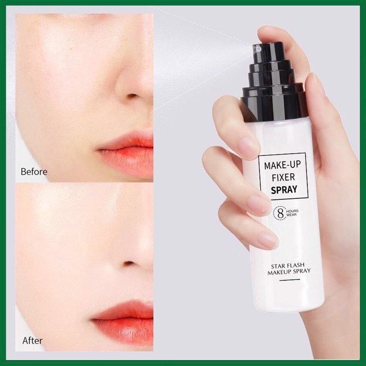 Xịt Khóa Nền HUNMUI Có Nhũ Khóa Lớp Trang Điểm Dưỡng Âm Bắt Sáng Make Up Fixer Spray Star Flash Nội Địa Trung 0
