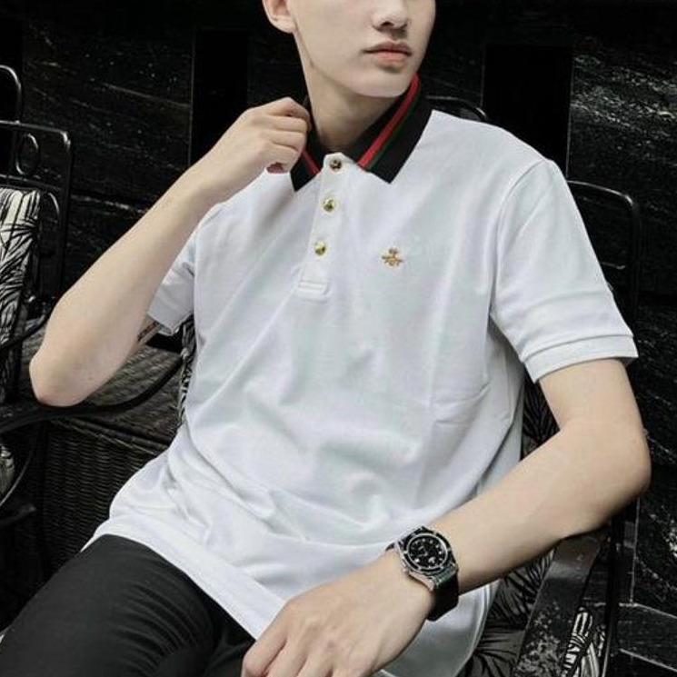 Áo polo nam cao cấp thêu ong nút vàng chất vải dày đẹp 2 màu
