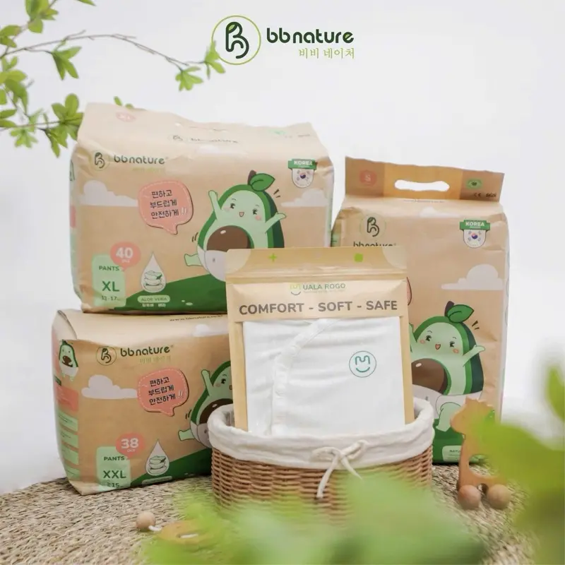 ( Bỉm Mã Cũ Không Kèm Quà ) Tã Bỉm BB NATURE Hàn Quốc Siêu Mỏng, Thấm Hút Tốt Đủ Size Cho Bé Từ 5-25kg 5