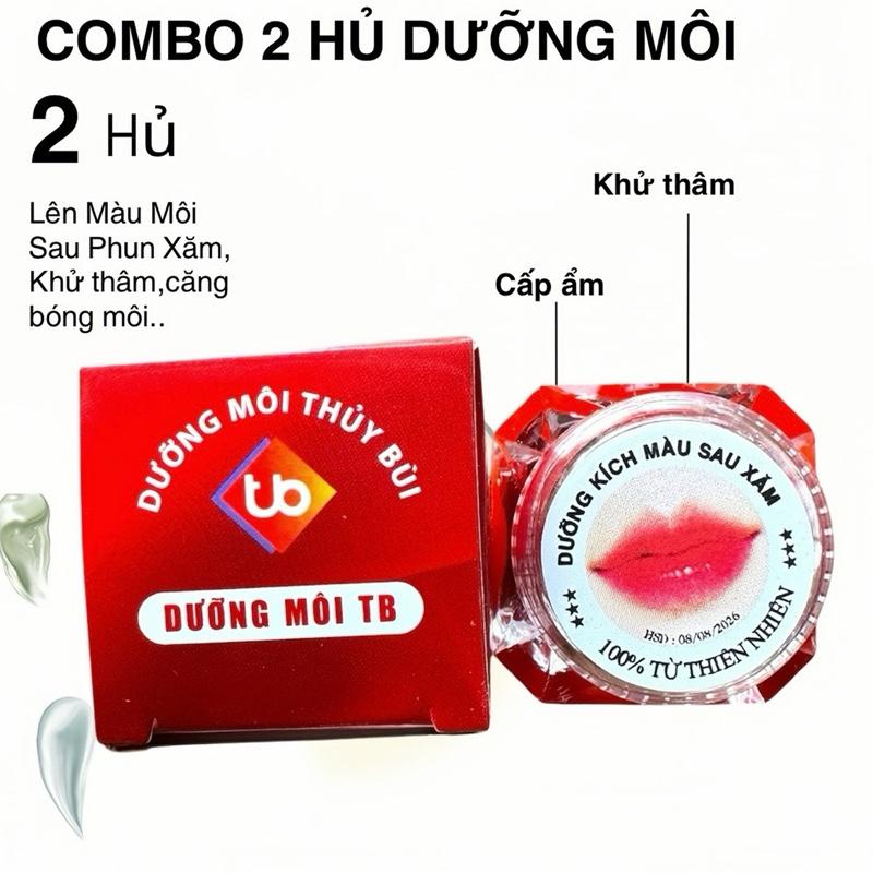 2 Hũ Son Dưỡng Làm Hồng Môi, Kích Màu Môi Dùng Cho Môi Sau Phun Xăm ,Màu Gấc Đỏ  - Không Chứa Silicon - Dung Tích 5gr - Làm Đẹp Da Skincare Son