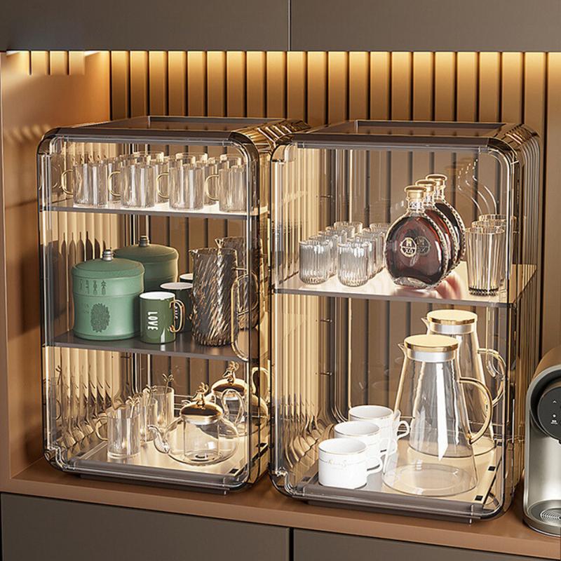 Kệ Đựng Ly Cốc, Bình Sữa, Tủ Đựng Mỹ Phẩm Để Bàn Bằng Acrylic Trong Suốt Chống Bụi,Tủ Trưng Bày Đa Năng
