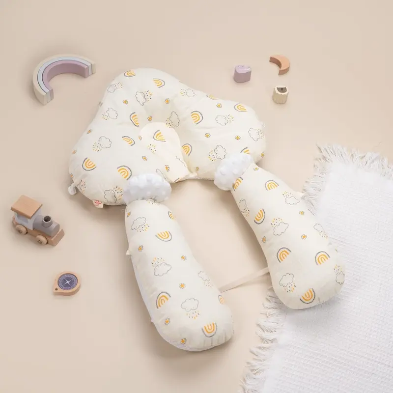 Gối Chữ U  Roayl - Gối Cao Cấp Chất Vải Muslin Mặt Dưới Lớp Lưới Thông Thoáng Mềm Mại Thiết Kế Dây  Điều Chỉnh An Toàn Chống Giật Mình Cho Bé 5