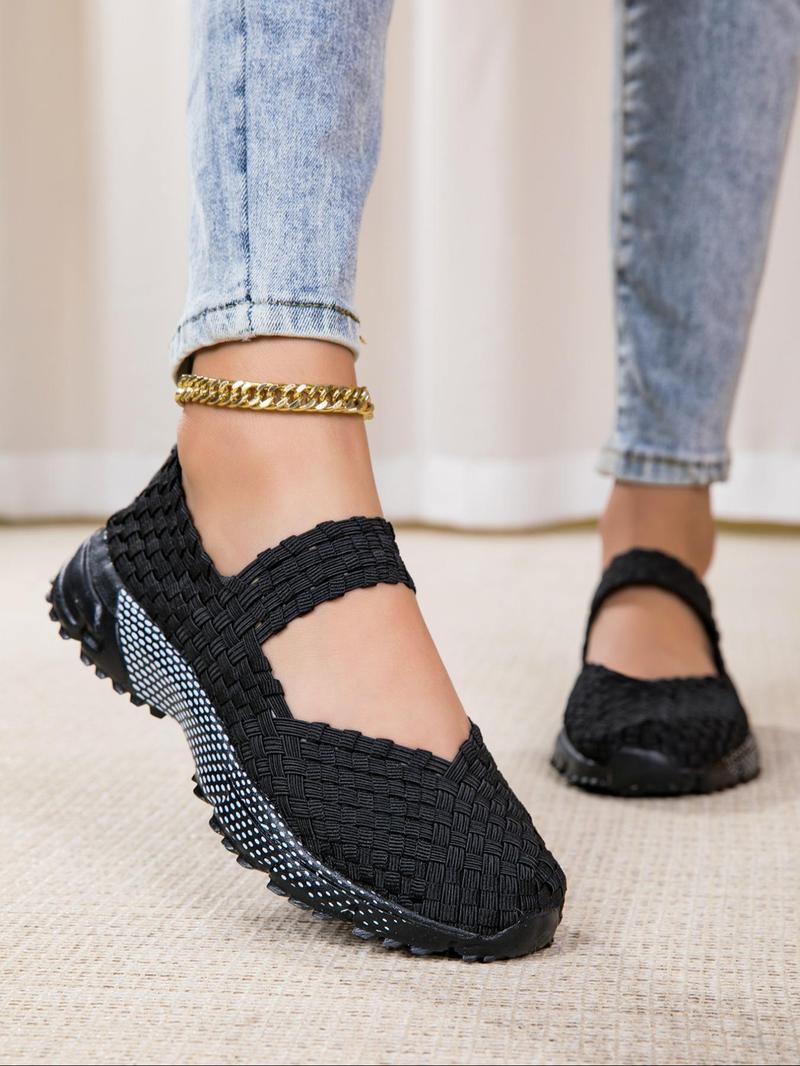 Product Introduction of Women's Boho Style Colorful Plaid Pattern Slip on Sandals, Casual Comfortable Flat Sandals for Summer, Female All-match Round Toe Shoes for Daily Wear, Girl 4