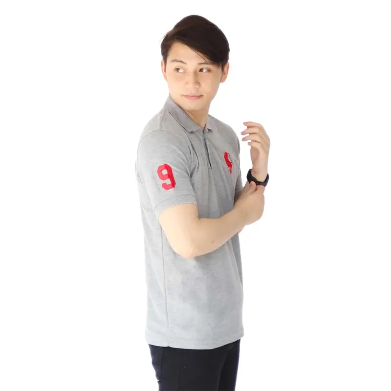 Kaospolos - T shirt Kaos pria berkerah logo bordir | Kaos kerah pria lengan pendek Katun Hitam Panjang 1