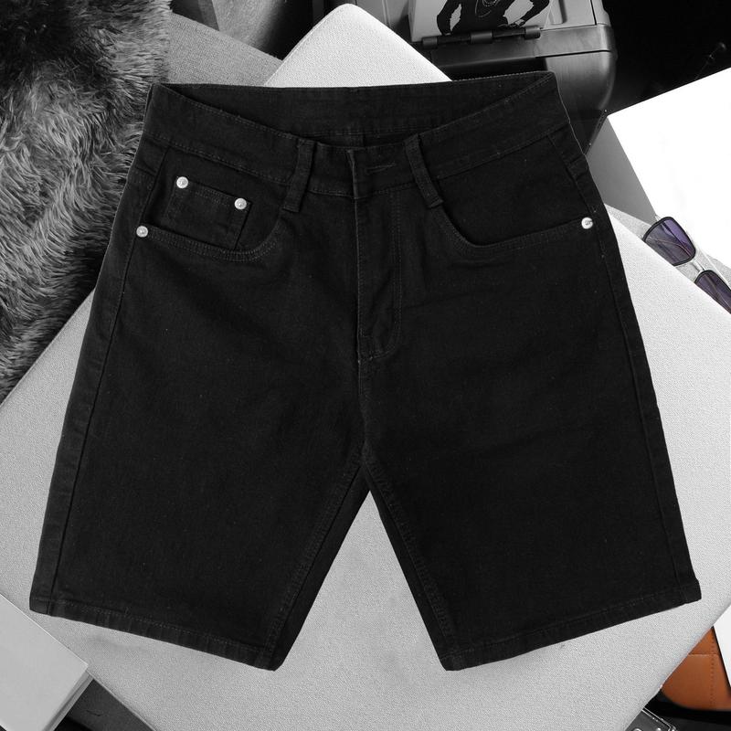 Quần short jean ngắn jean Nam ống rộng ĐEN WAT vải cotton co giãn nhẹ Pants Có Túi 6