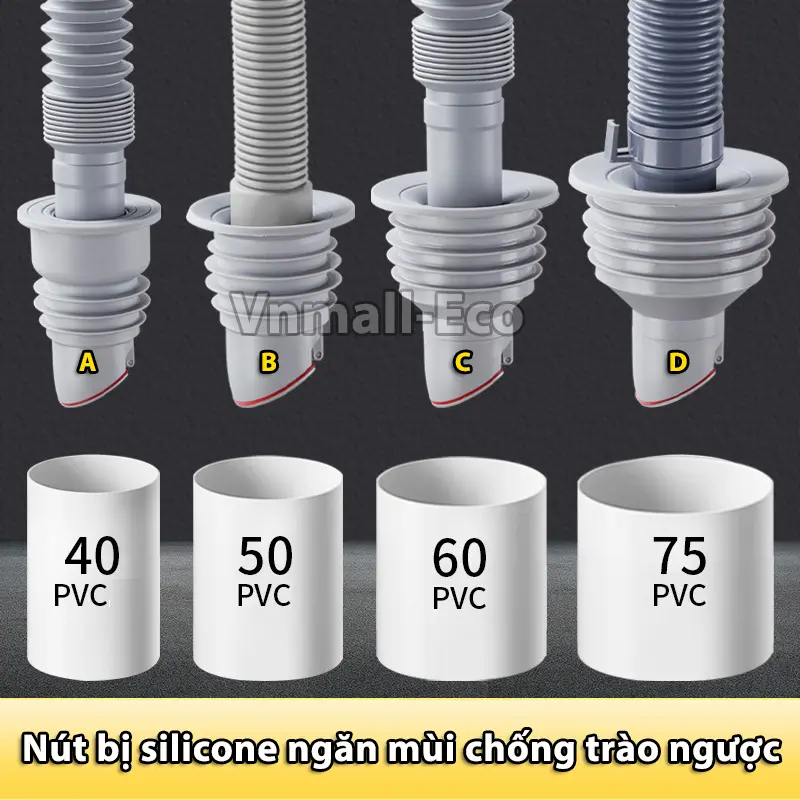 Nút silicone bịt lỗ thoát nước ngăn mùi hôi, chặn côn trùng, chống trào ngược với lẫy van xa một chiều