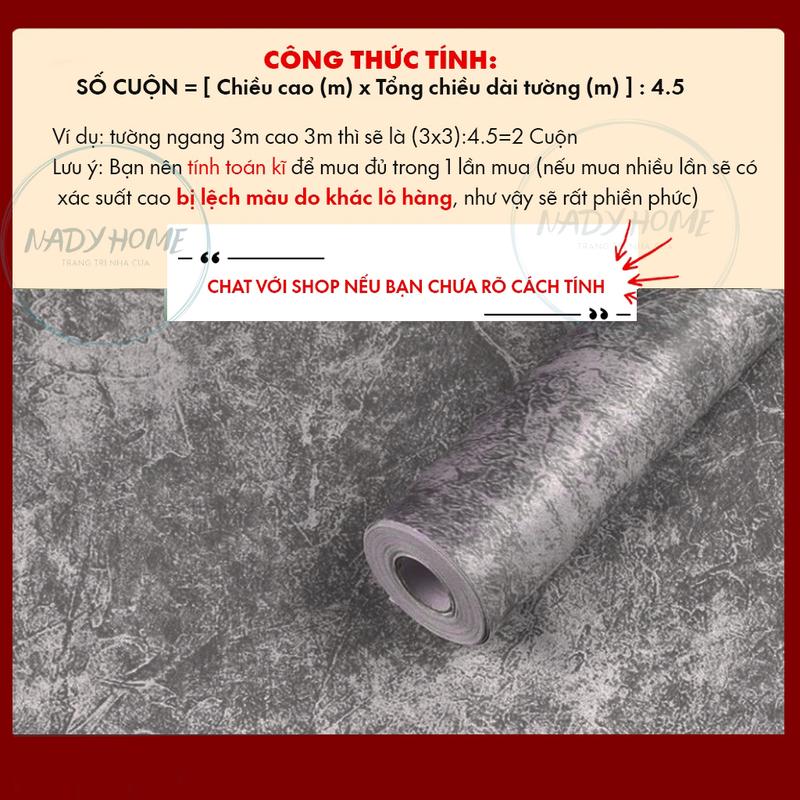 Giấy dán tường màu xi măng bê tông xám cuộn 10mx45cm , decal dán tường giả xi măng nhám sẵn keo vn đám mây xanh