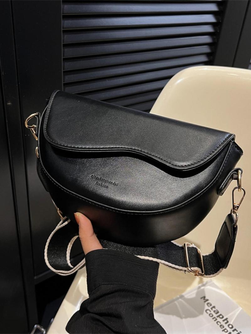 Product Introduction of Women's Fashion Solid Color Saddle Bag, Elegant PU Leather Back To School Crossbody Bag for Daily Use, Casual Trendy Versatile Commuting Bag for Women & Girls, Airport Outfits 2024 1