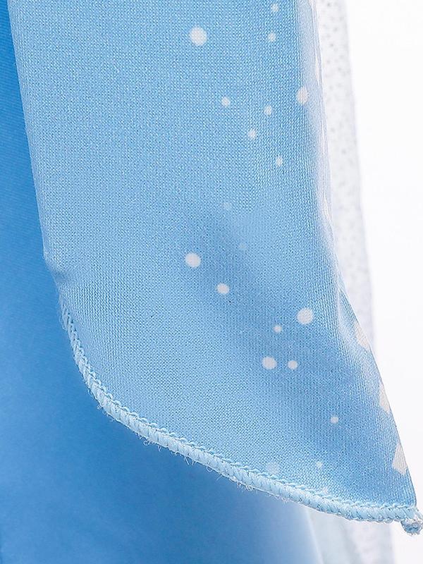 Girls' Ombre Print Mesh Party Dress with All Accessories, Elegant Long Sleeve Dress for Birthday Party, Kids Clothes for All Seasons 7