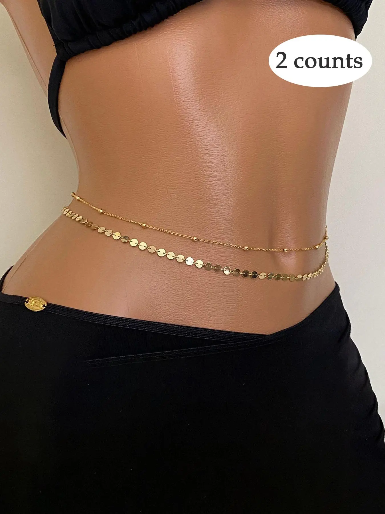 Women's Elegant Chain & Round  Decorated Body Chain, Exquisite Trendy Body Chain, Fashionable Body Jewelry for Party & Daily Clothing Decoration