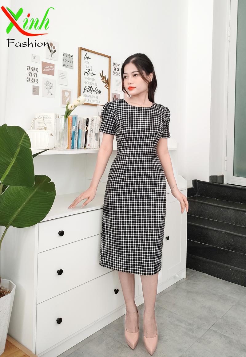 Product Introduction of Đầm Suông Caro Trẻ Trung Gọn Dáng DL940 Nữ Women Tre Dress 5