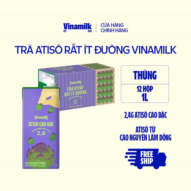 Thùng 12 hộp Trà Atisô Vinamilk rất ít đường -Hộp 1L