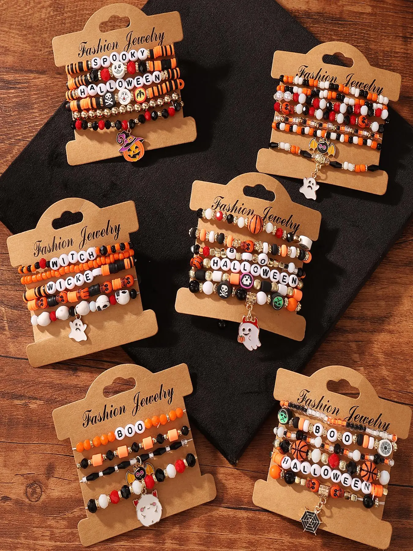 4/7 Counts Colorful Beaded Bracelets for Women & Girls, Halloween Themed Bracelet Set, Fashion Jewelry for Party, Daily Decor, Trendy All-match & Exquisite Jewelry for Birthday Gift
