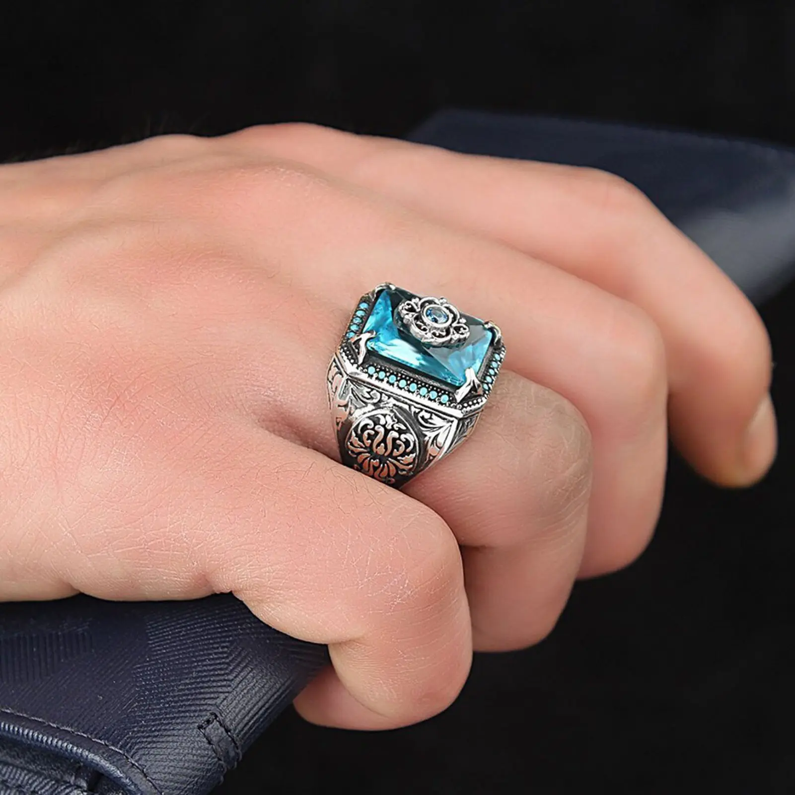 Nhẫn Pl.Q-Men, Không Gỉ Hoàng Gia, Hình Họa Tiết, Nhẹ, Phong Cách Cổ Điển Lớn, Unisex, Đá Cubic Zirconia, Dây Rộng, Thích Hợp Cho Phụ Nữ, Trang Sức Vòng Lưng