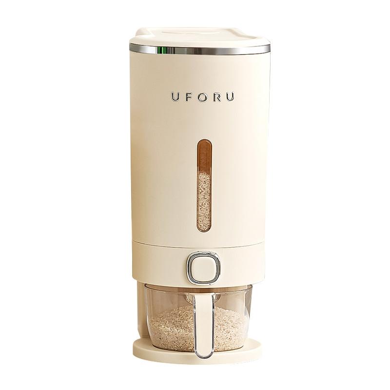 Thùng đựng gạo tự động Uforu, chất liệu nhựa ABS cao cấp, màu kem, dung tích 5kg-10kg 3