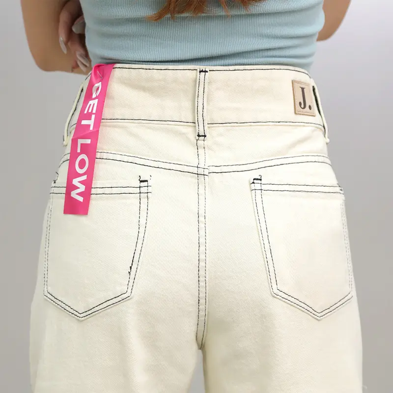 JINISO GET LOW - 582 Baggy Highwaist Celana Jeans Wanita Warna Cookies And Cream 4
