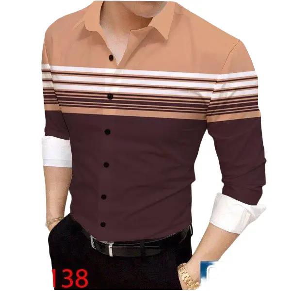  ÁO SƠ MI NAM TAY DÀI KẺ SỌC NGANG VAI PHONG CÁCH MẠNH MẼ IN 3D KHÔNG PHAI MÀU SẮC NÉT VẢI LỤA MỊN MỀM MẠI NHẸ THOÁNG  40-95KG  Menswear Kate 