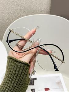 Lentes de marco redondo anti-luz azul para mujeres y hombres, lentes de moda para el trabajo, decoración de ropa diaria, perfectos para el uso diario de estudiantes