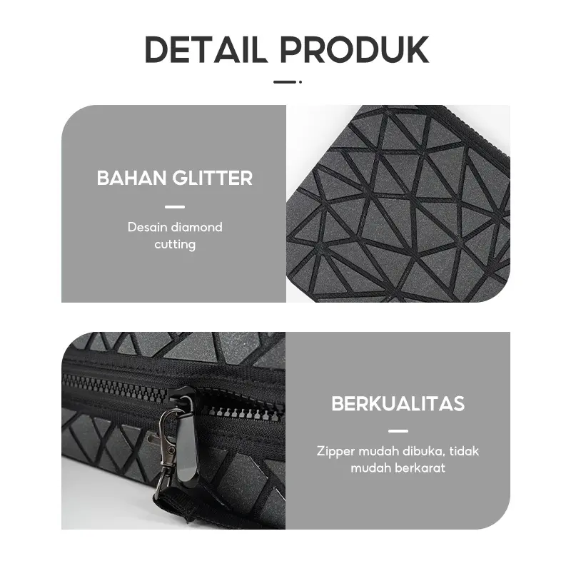 OHSOME - La motti Diamond / Rectangular Diamond Cosmetic Bag Black 7
