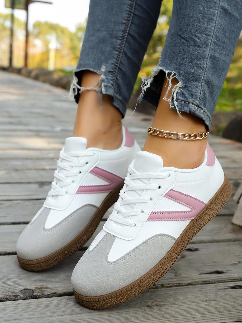 Product Introduction of Women's Fashionable Plain Color Lace Up Sneakers, Casual Comfortable Breathable Sports Running Shoes, All-match Basic Shoes for Daily Wear 7