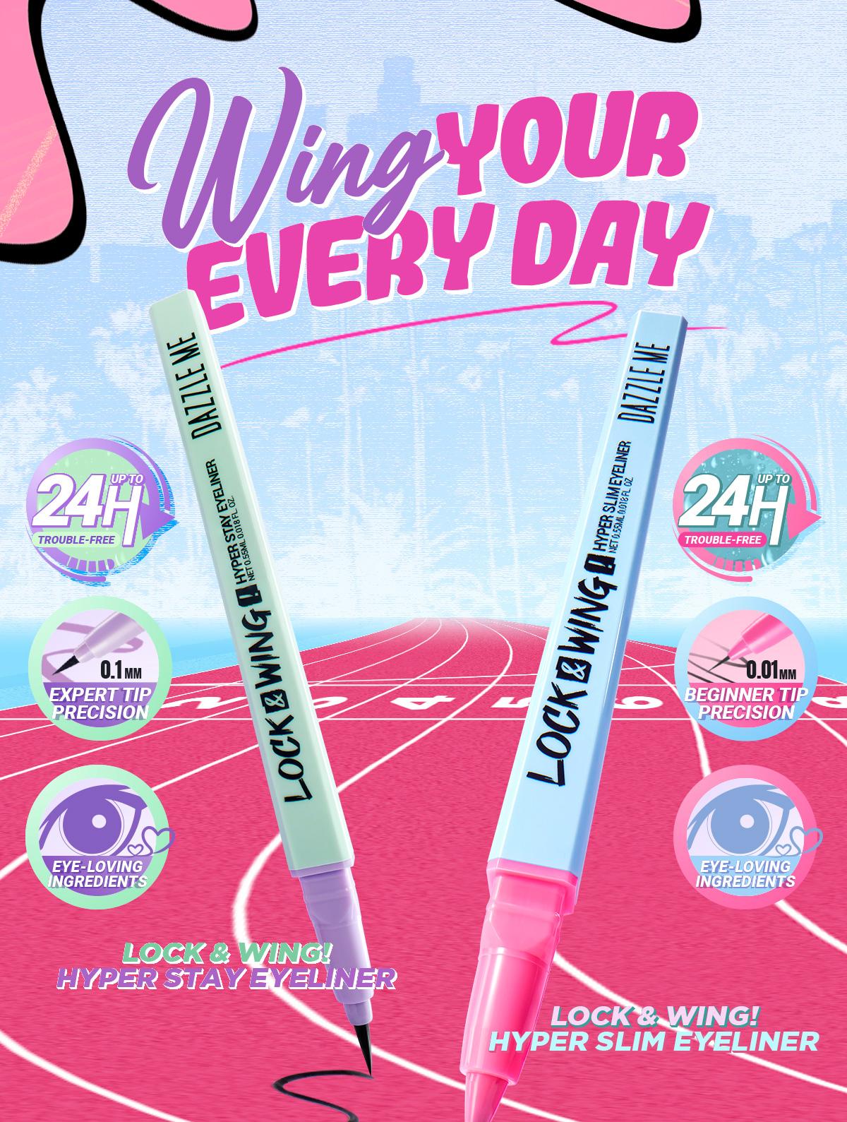 DAZZLE ME Lock & Wing! Duo Eyeliner Series Hyper Stay and Hyper Slim Smudgeproof Transferproof Waterproof Eyeliner Expert Tip