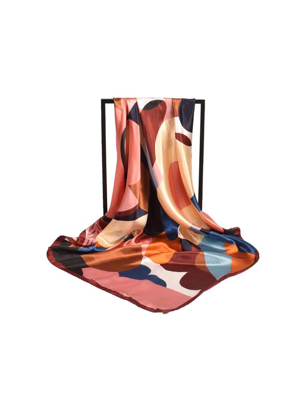 Women's Elegant All Over Floral Print Square Scarf, Fashionable Colorful Bandana For Daily Wear, Versatile Scarf For Women, Girlfriend Gifts 6