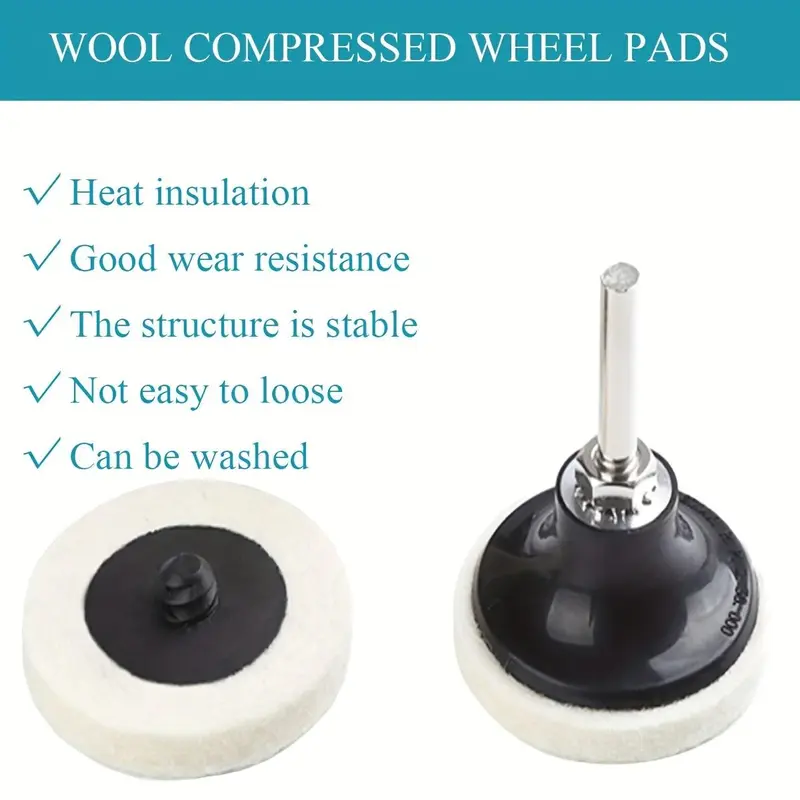 Wool Felt Polishing Pad, 2 Inch Polishing Pad with Shank, Quick Change Disc Roll Lock Surface Polishing Buffing Pads Wheels 5