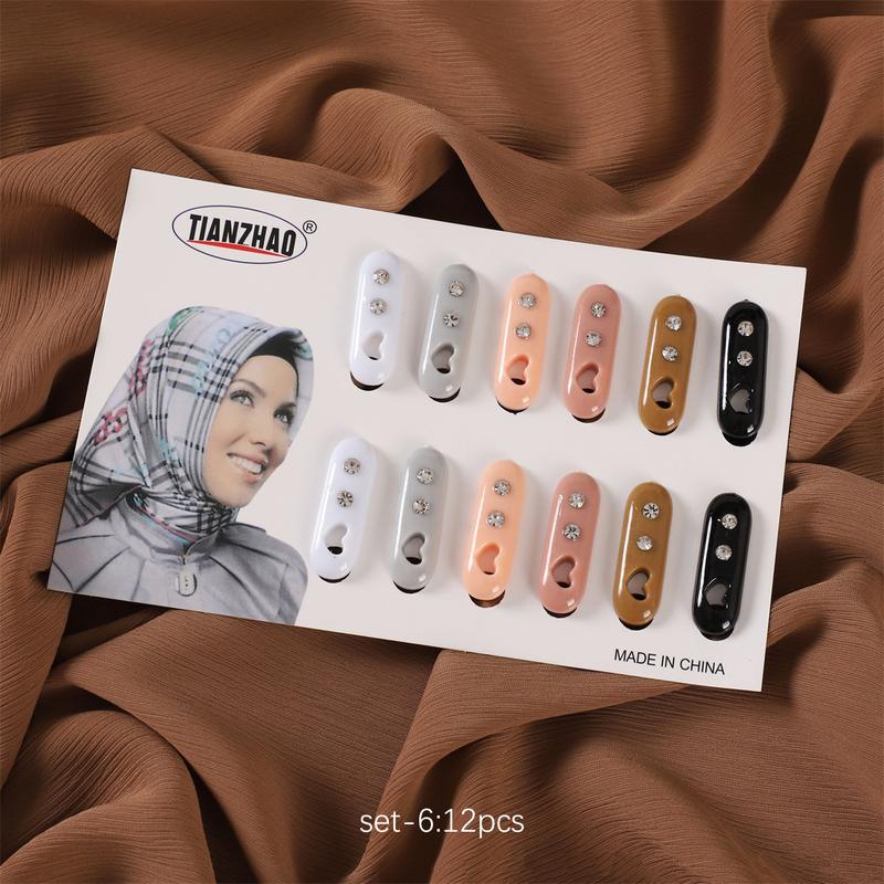 Product Introduction of 12PCS/Set Muslim Plastic Hijab Pins Oval-Shape Macaroon Pins for Hijab Shawl Islamic Accessories  Safety Pins Hijab Pins Silk Scarf Clip Scarf Buckle 36