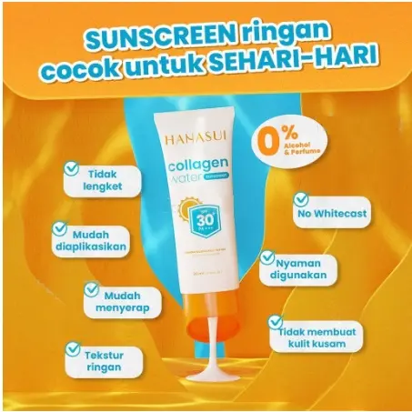 HANASUI Collagen Water Sunscreen   30 ML | Sunscreen Sunblock Hanasui SPF 30 PA+++ Original BPOM Lotion Wajah Facial