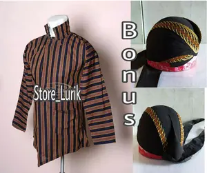 Baju Lurik Jawa Pria Sunan Kalijaga  /  Baju jawa tradisional bonus blangkon  /  Sorjan Lurik Pria dewasa Katun